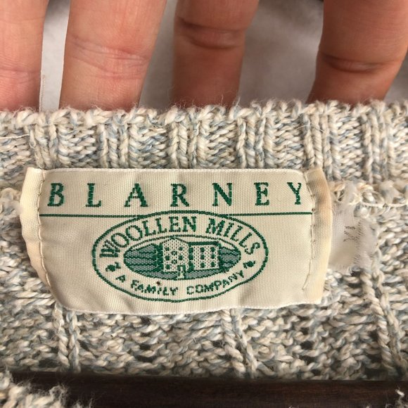 Blarney VTG Men's Size X-Large Blue Brown Cream Striped Linen Blend Knit Sweater - Picture 6 of 8